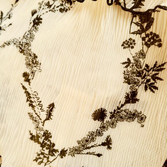 Ganni Pleated Georgette Flounce Smock Midi Dress in Floral Shadow Flan Sz 38 - Picture 6 of 15